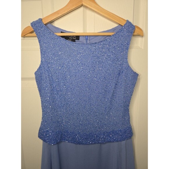 JKara New York Formal Gown 2 P Periwinkle Empire Waist Beaded Hoco Wedding Dance - Picture 2 of 10